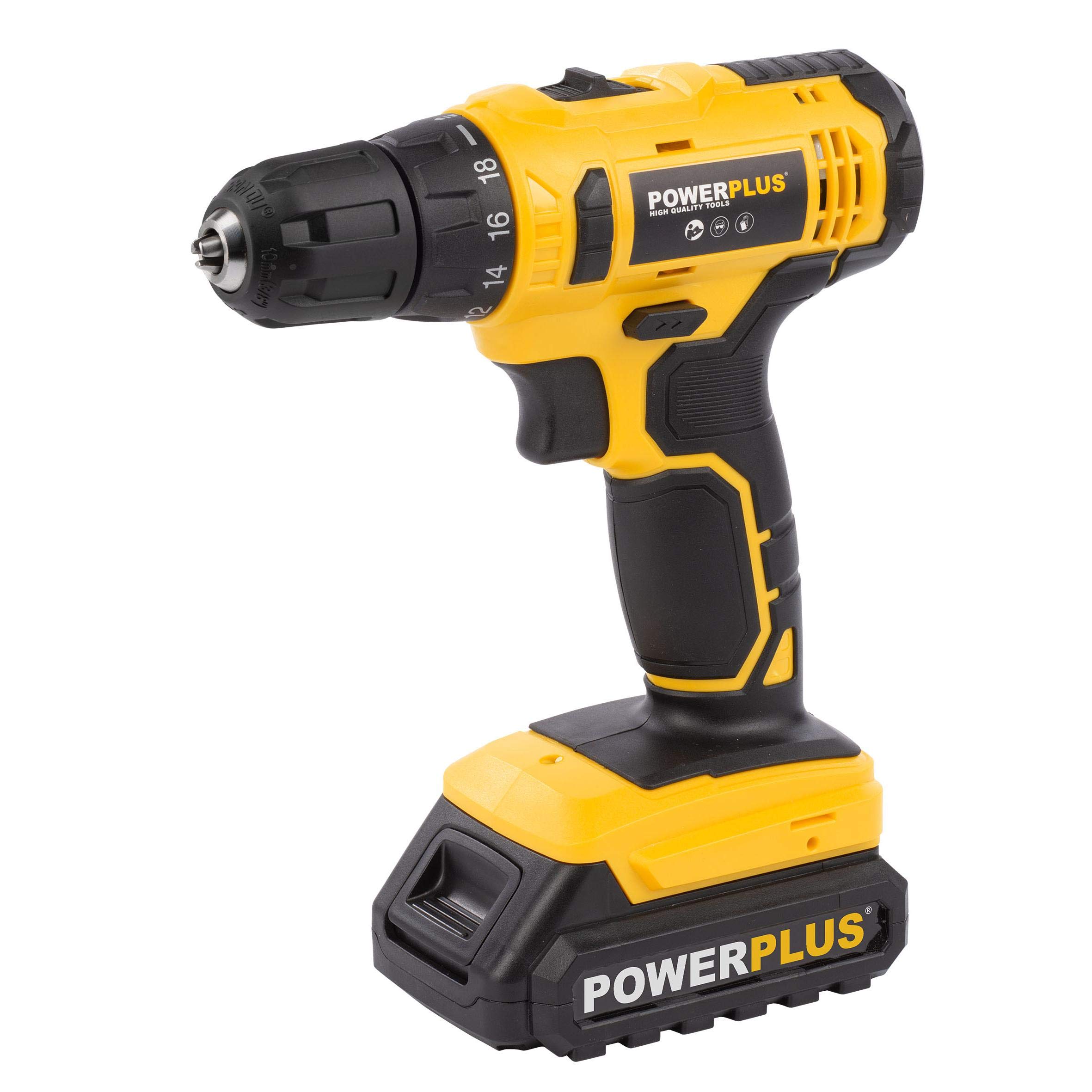 PowerPlus POWX00500 POWX00500-Taladro/atornillador 20V 3 baterías, Multicolor