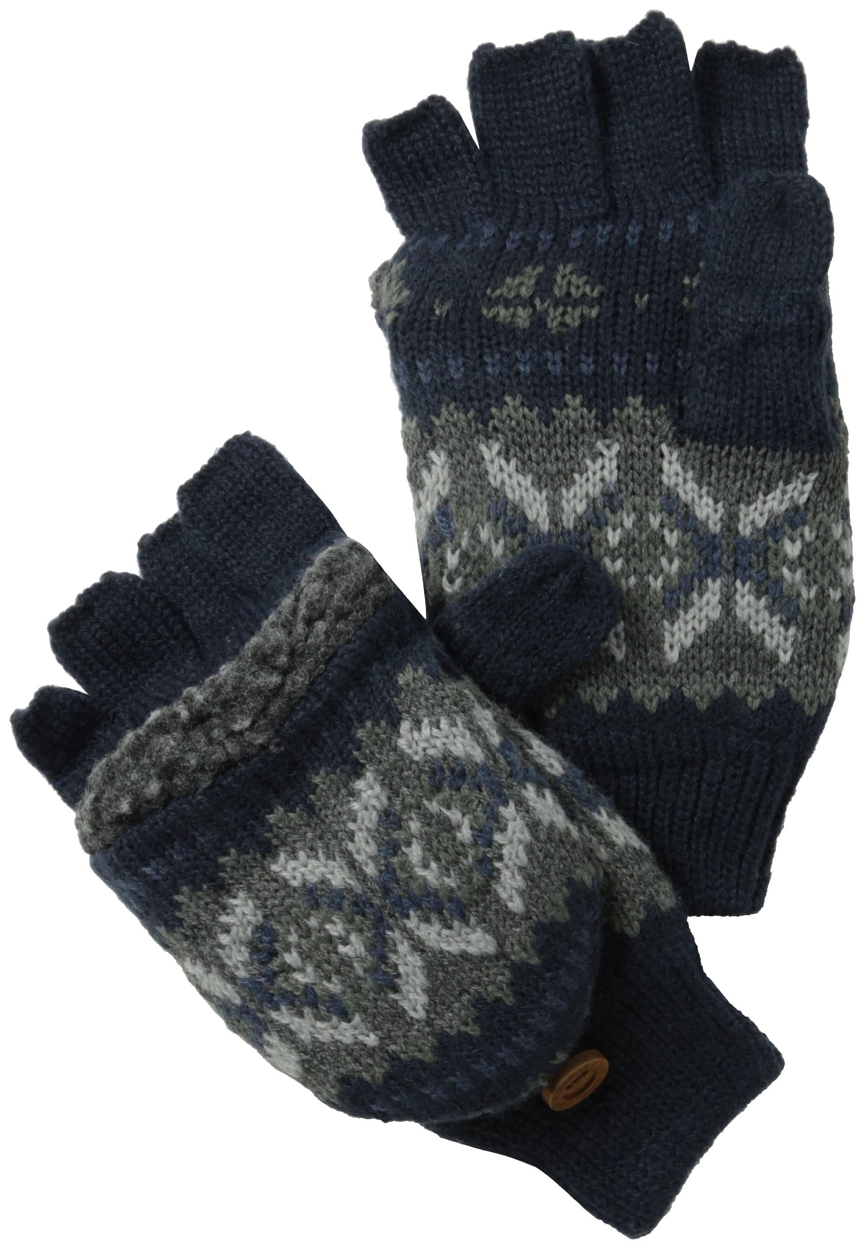Men's Nordic Flip Mittens, Navy/Grey, One Size