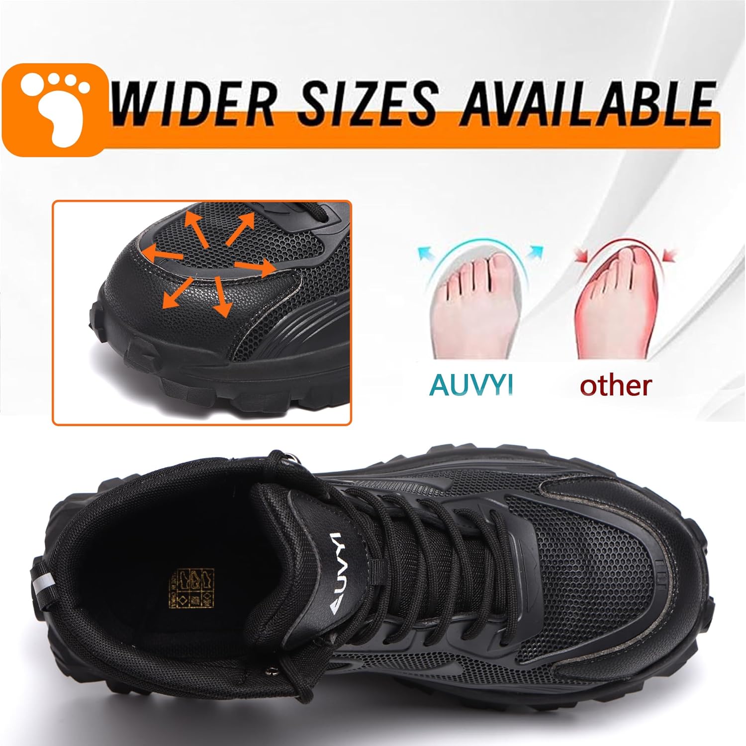 Steel Toe Work Boots for Men - Wide Toe Lightweight Safety Boots with Breathable Mesh Upper, Slip-Resistan & Durable Shoes - Image 4