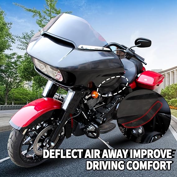 Smoke Wide Wind Deflector for Touring,Side Wind Windshield Fairing Air Deflectors Compatible with Harley 2015-2021 Touring Road Glide Special FLTRXS FLTRX CVO Ultra FLTRUSE Ultra FLTRU Limited