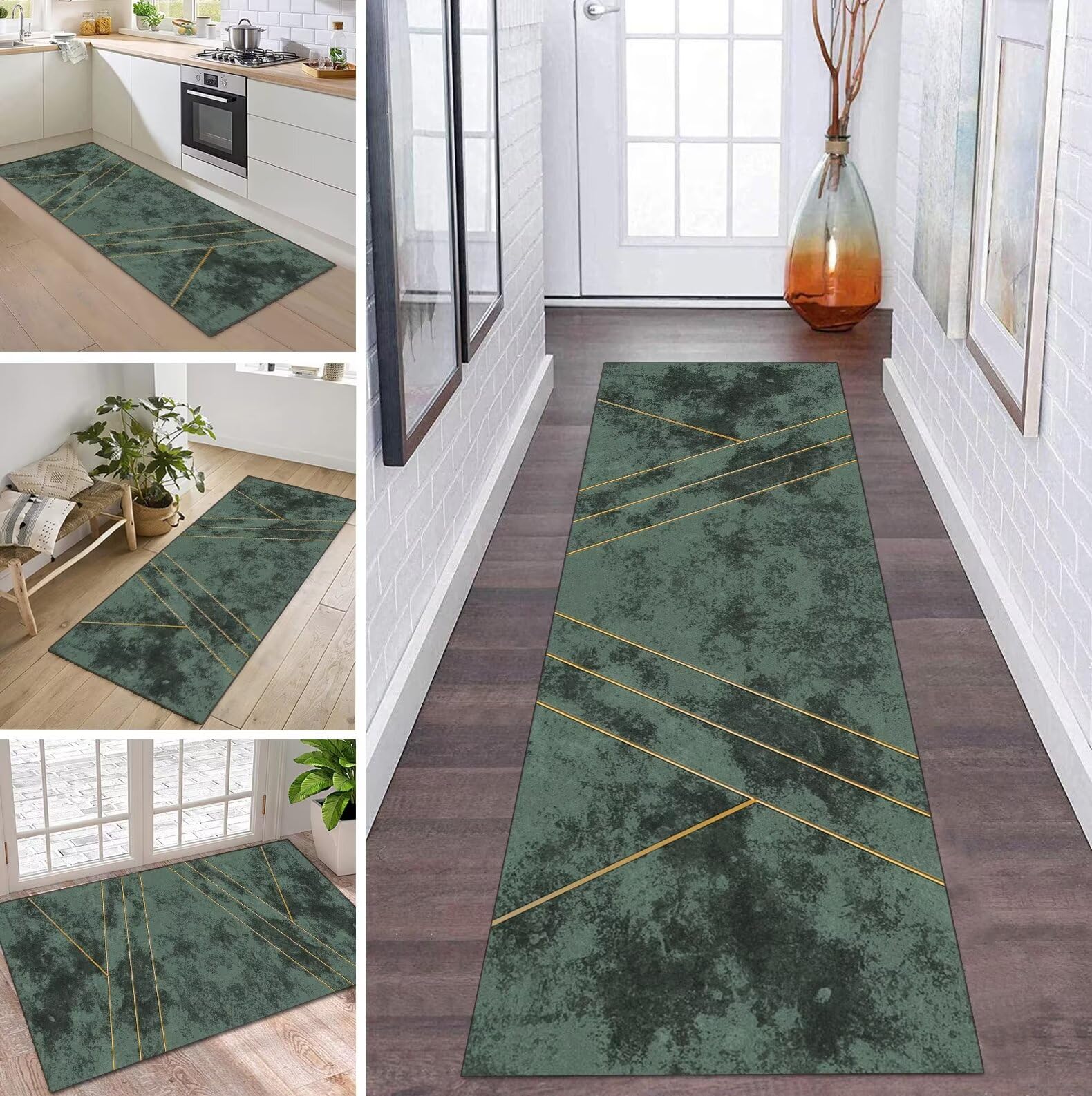 Moderne tapijtlopers voor gang, groen 100 cm 1,5 m 2 m 250