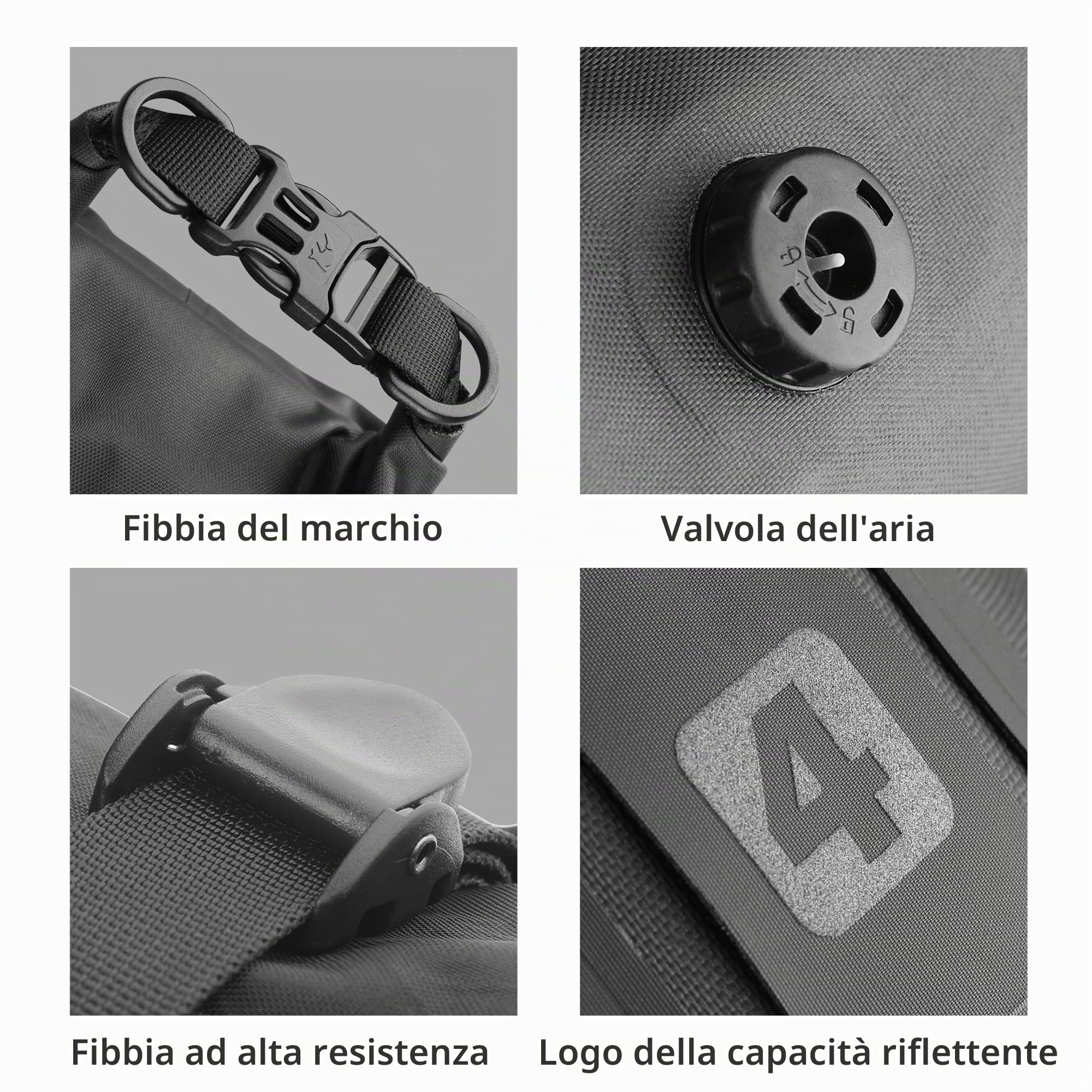 Rhinowalk Borsa per portapacchi da bicicletta, impermeabile, 4/7 l, per portabagagli, forcella, rolltop anteriore