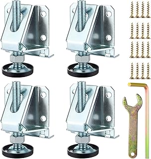 TEUN 4 Pack Heavy Duty Lifting Leveler Adjustable Furniture Leg Leveler M10 Heavy Duty Furniture Levelers Legs Cabinet Leveling Feet for Tables Shelving Units Workbench with Lock Nuts