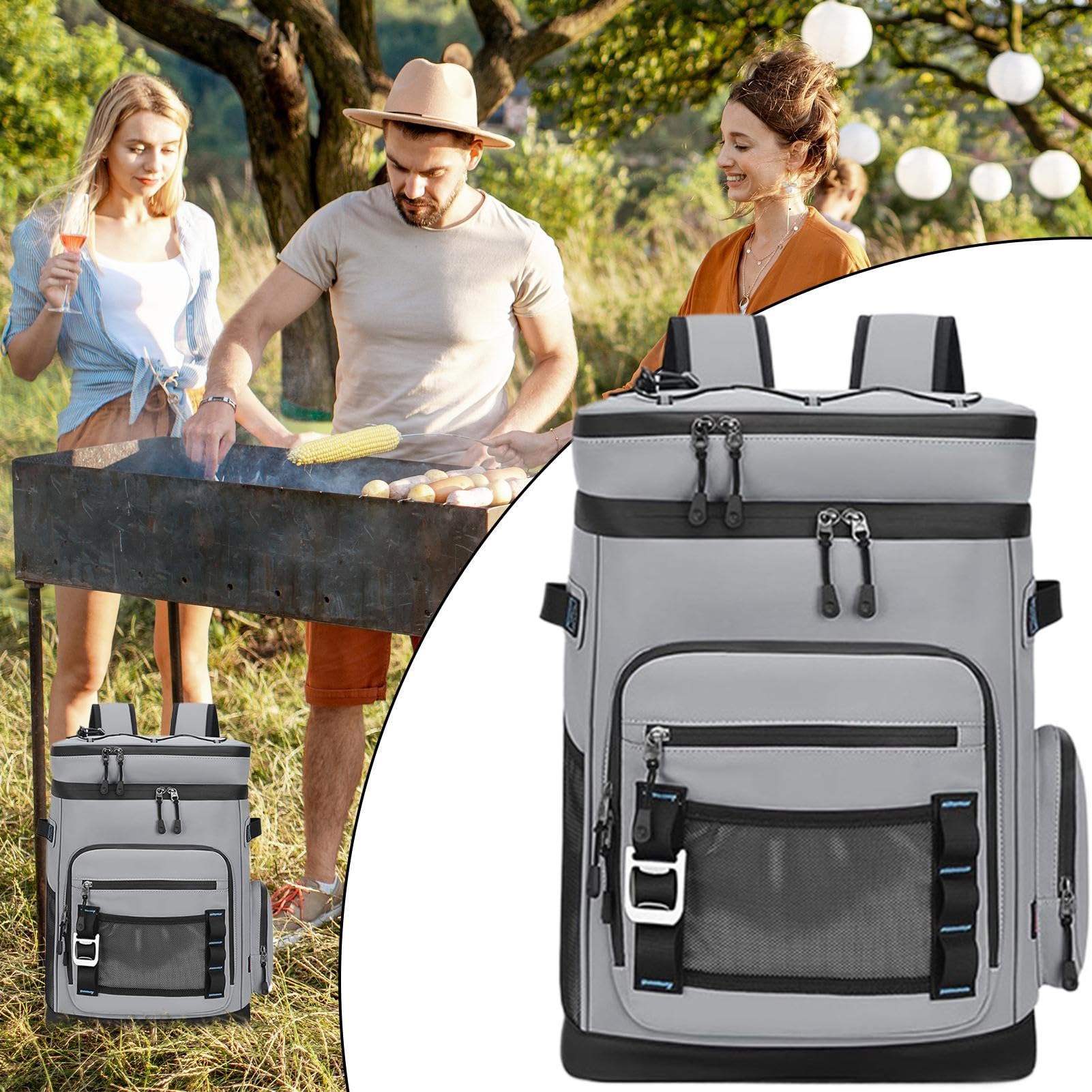 Borsa termica impermeabile isolata 18 l – Zaino refrigerante per alimenti senza perdite con isolamento termico, refrigerante portatile per viaggi su strada, attività all'aria aperta, tempo libero e