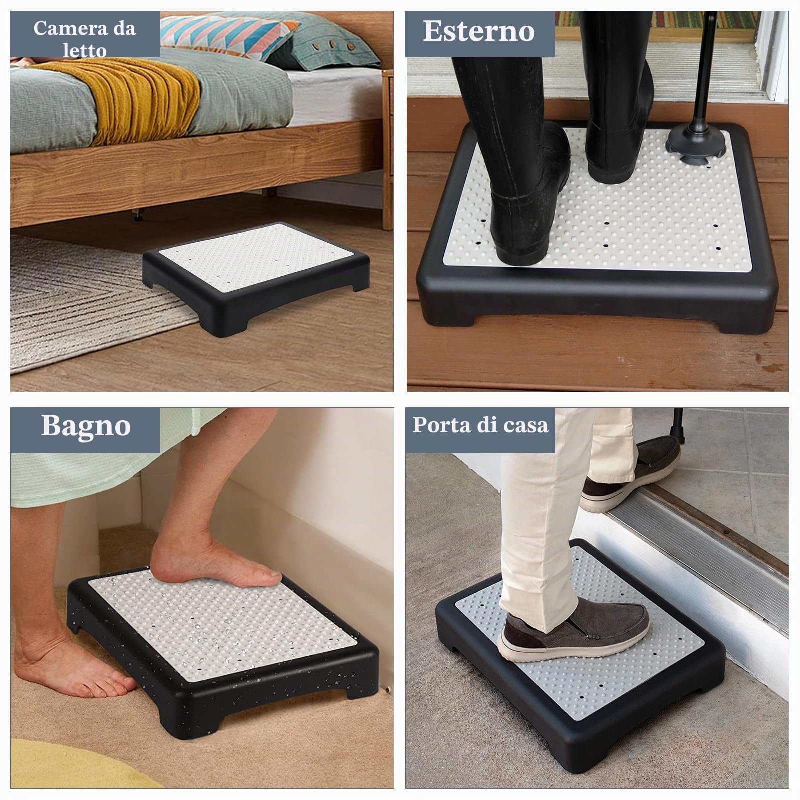 Pedana per interni ed esterni, per anziani, capacità di carico 200 kg, poggiapiedi con protezione antiscivolo, sgabello e aiuto per salire, ideale per scale, bagno, vasca da bagno, auto (44 x 34 x 9,5