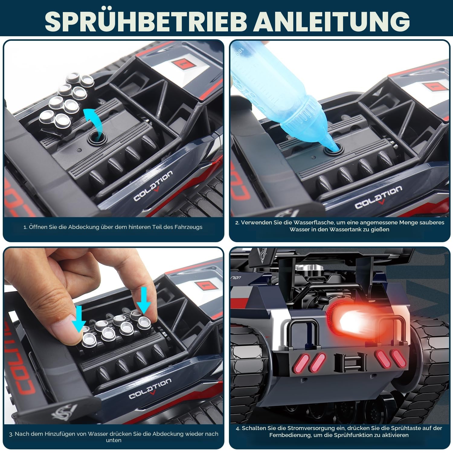 Mostop 1/12 Ferngesteuerter Crawler Hochgeschwindigkeitspanzer Off-Road 4WD RC Auto, 2,4 GHz ferngesteuerter Crawler Drift Tank mit 2 Batterien, 360° drehbarer Drifting Army gepanzerter Truck für