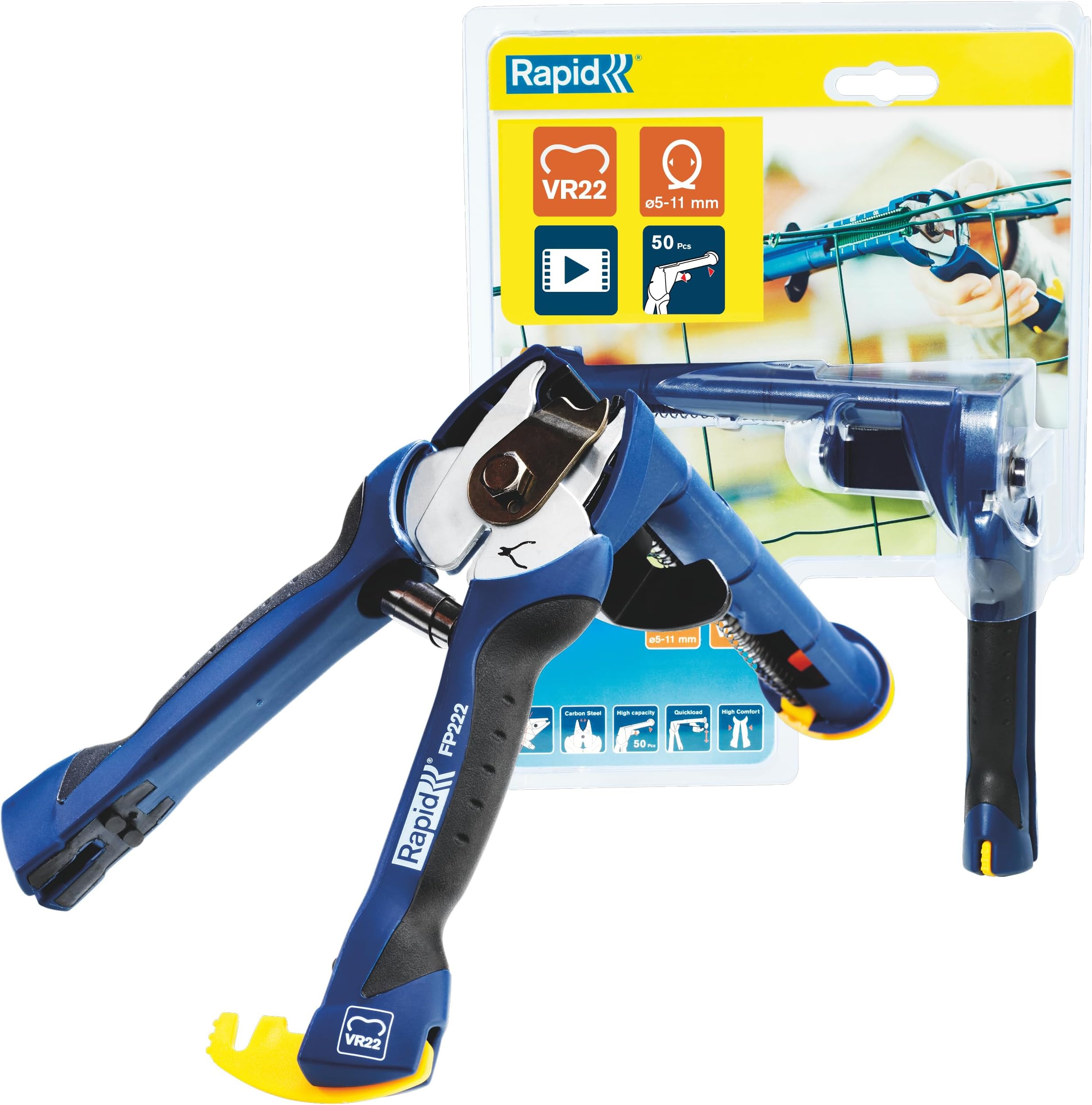 Rapid FP222 Fence Pliers for VR22 Fence Hogrings with High Capacity Magazine, Ergonomic Soft Handle, and Easy Storage Features (23468100)