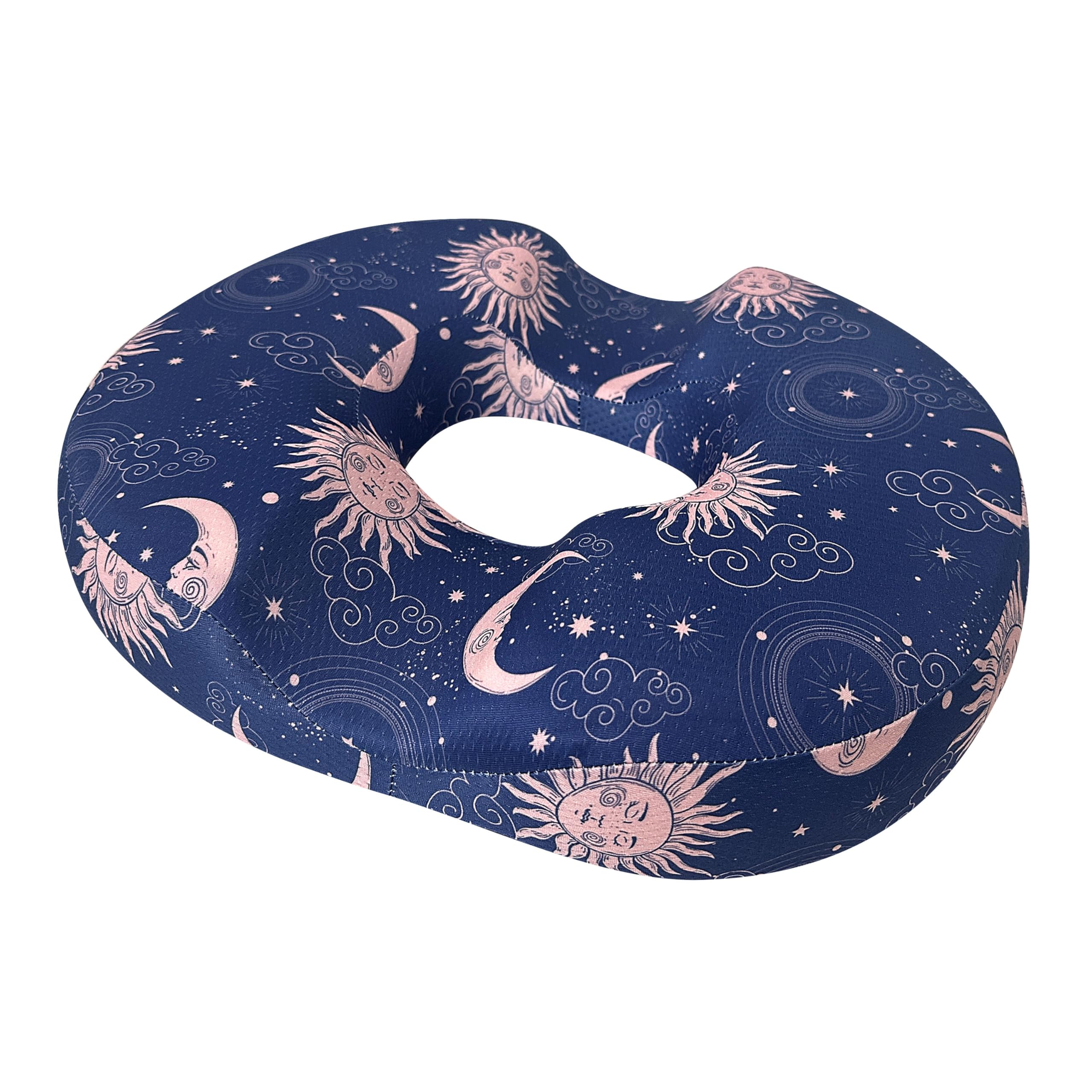 Donut Center Hole Hemorrhoid Pillow Memory Foam Hemorrhoids Seat Cushion for Tailbone or Coccyx Pain Relief Home Office Desk Chair Car Seat Cushions for Women Postpartum Pregnancy (Blue)