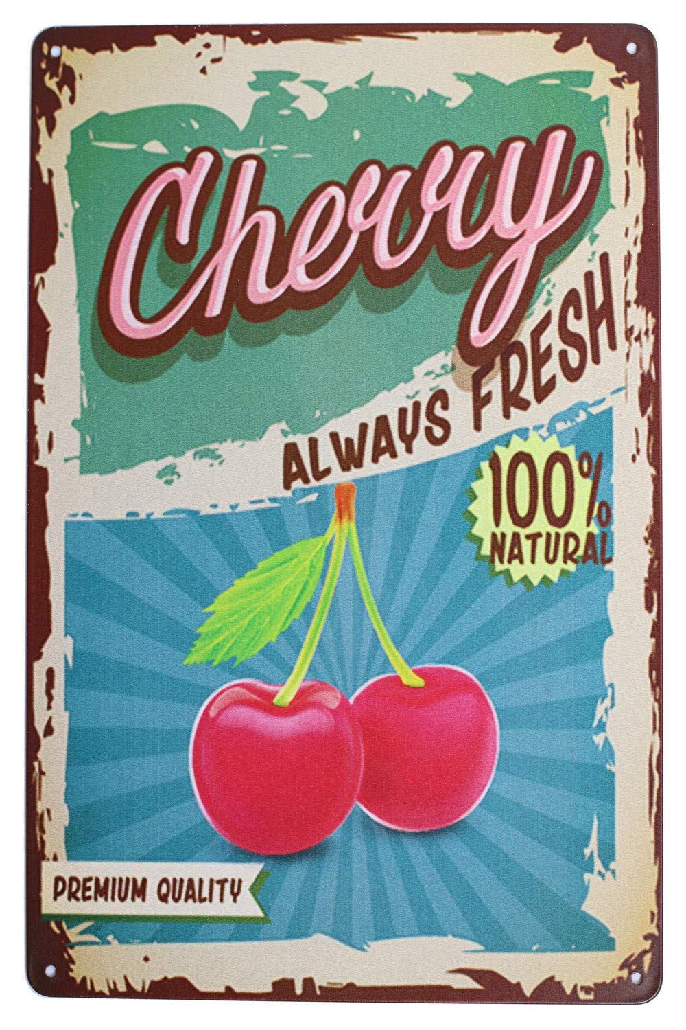 Fresh Fruit Vintage Tin Metal Sign Home Wall Plaque Decor (Cherry)