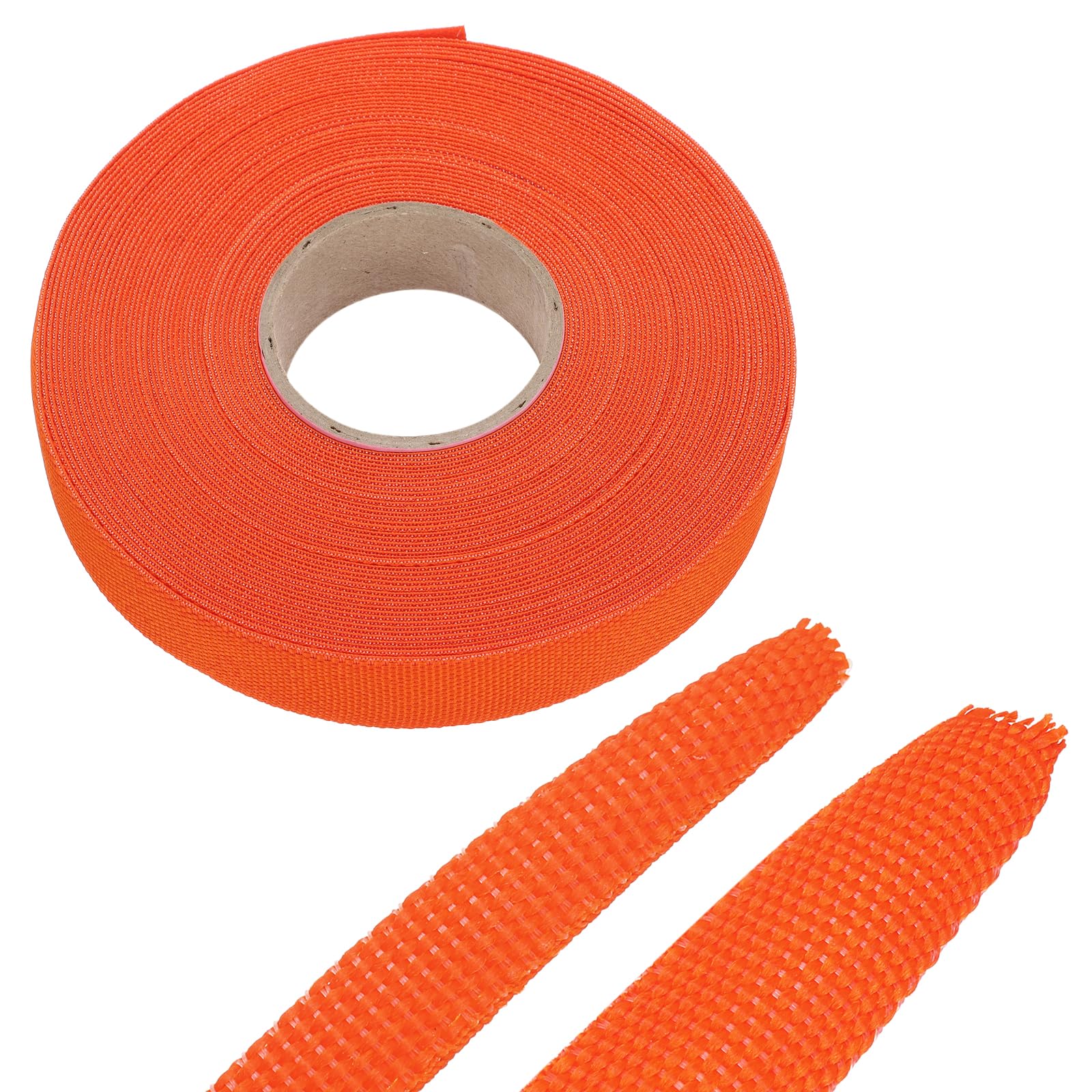sourcing map 18m Braided Cable Sleeves Heat Shrinkable Fabric Sleeving,PET Expandable 5/8" 60ft Orange 2:1 Ratio Heat Shrinkable Cord Protector for Harness Network Cable Protection