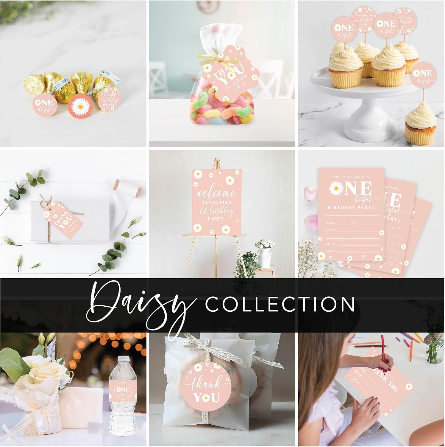 Andaz Press 2" Daisy Onederful Cupcake Toppers, DIY 1st Birthday Party Round Cupcake Topper Kit, Retro Daisy Theme for Girls Groovy Birthday Party Cupcake Picks, Cake Topper Party Decorations, 20-Pack