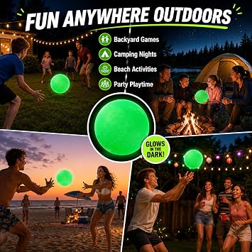 Hiboom Glow in The Dark Kickballs Dodgeballs, 8.5/10/6