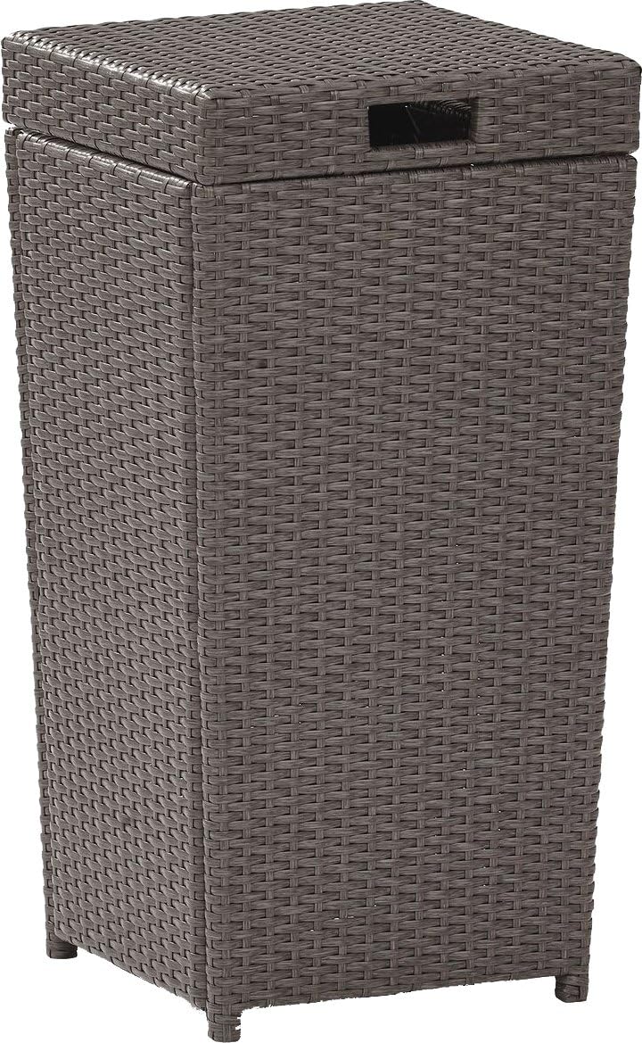 Crosley Furniture Palm Harbor Resin Wicker Outdoor Trash Can With Lid for Backyard, Patio, Deck, Balcony, Gray