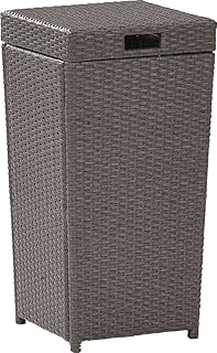Crosley Furniture Palm Harbor Resin Wicker Outdoor Trash Can With Lid for Backyard, Patio, Deck, Balcony, Gray