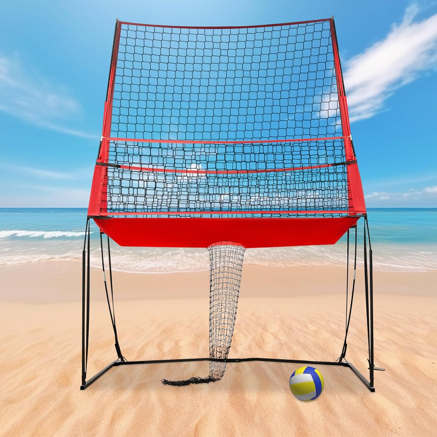 Volleyball Training Equipment, 8x11ft Volleyball Practice Net Station with Adjustable Height, Easy Assembly Hitting Serving Practice Volleyball Net for Backyard Indoor Outdoor
