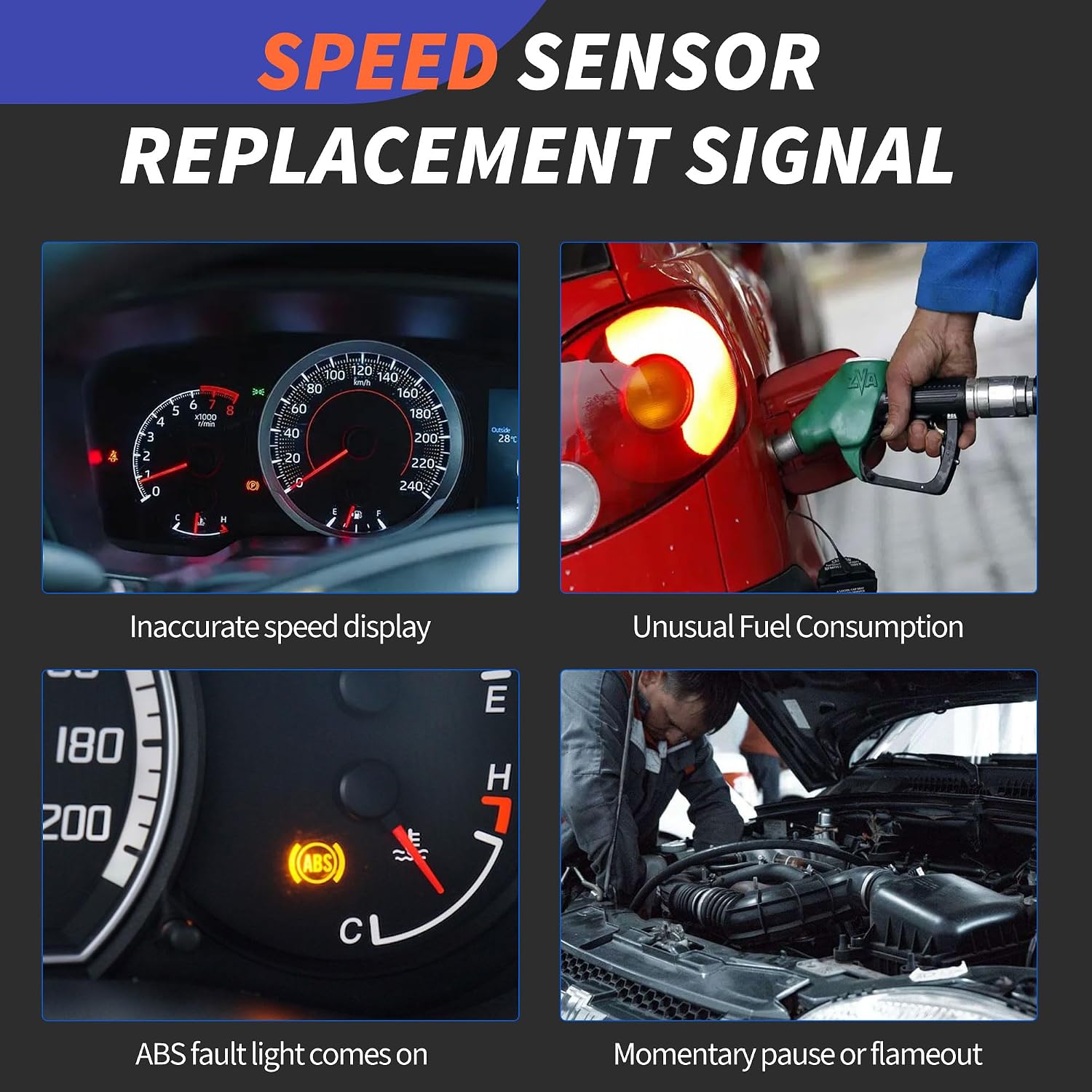 HiSport Transmission Output Speed Sensor Compatible with Hyundai Tiburon 2006-2008 Sonata 1999-2000 Elantra 2001-2006 Kia Optima 2001-2007 Spectra 2005 Replaces B113802020CA