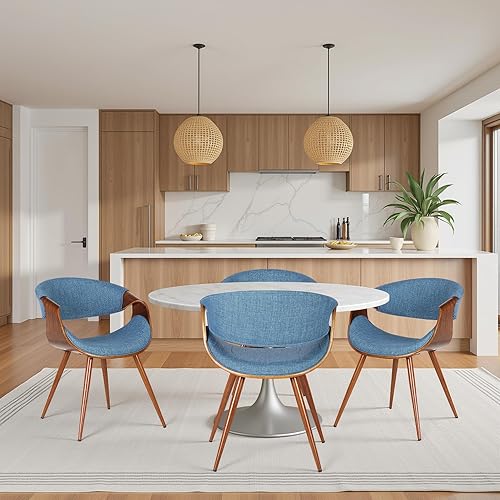 Miniatura 14 de Armen Living - Silla de comedor estilo mediados de siglo Butterfly con acabado en nogal y tela color carbón Tela de carbón/nogal