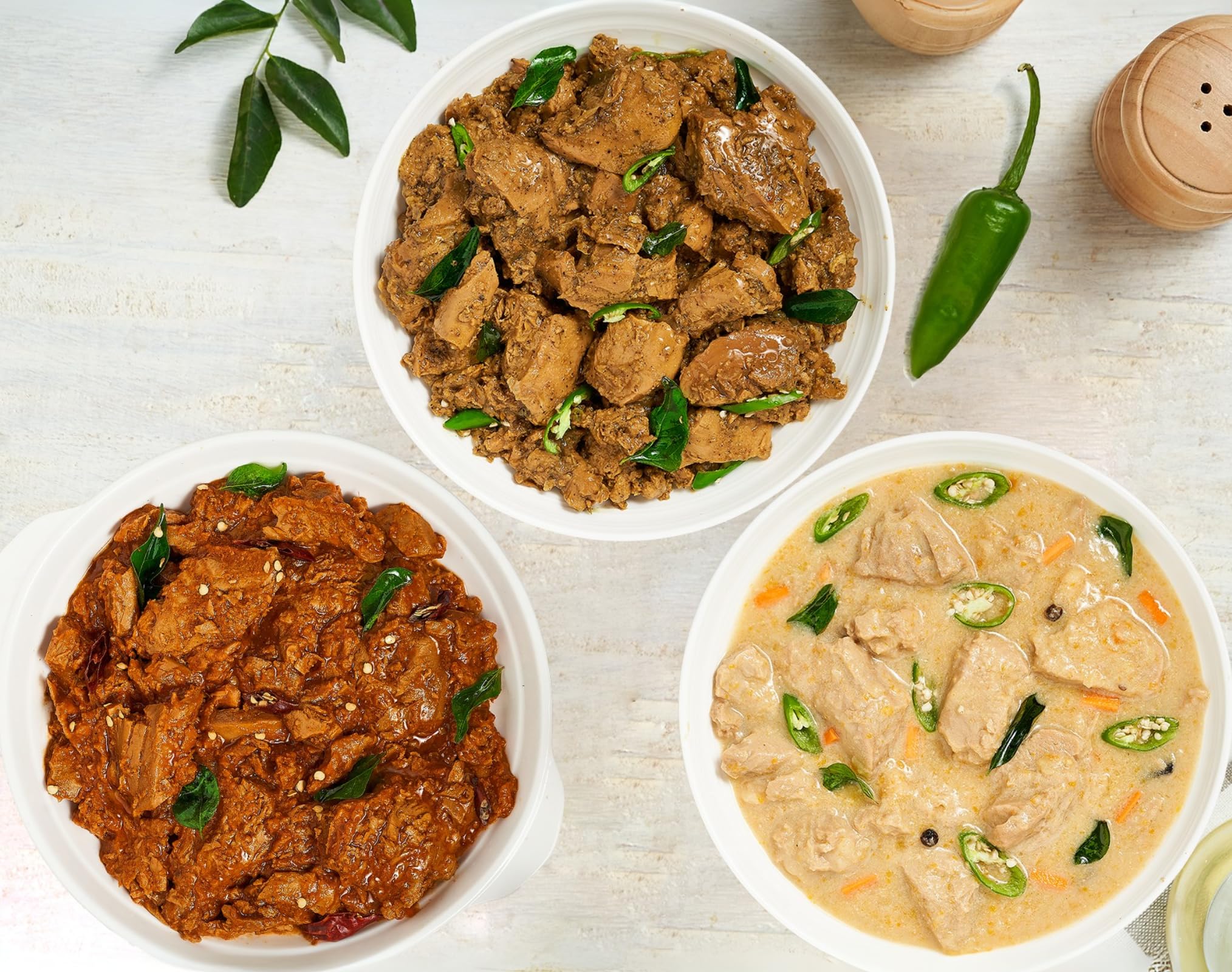 The Greenmeat Chilly Roast + Pepper Roast + Veg Stew | Ready to Eat Combo Pack | 100% Plant Based & Vegetarian | Protein & Fiber Rich | 250g Each (Pack of 3) 1