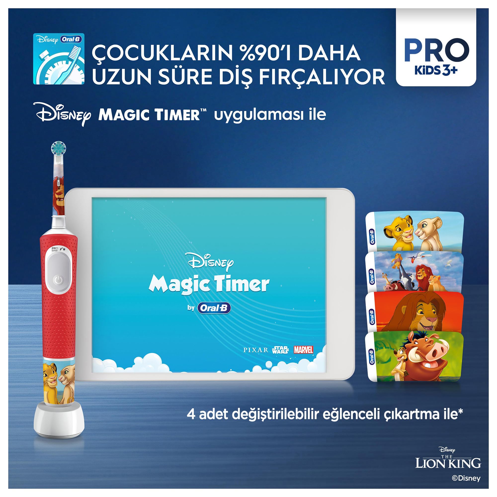 Oral-B - Cepillo de dientes recargable Pro Kids Le Rey León