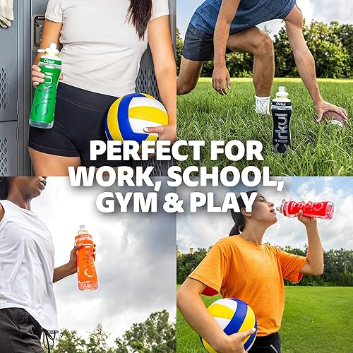 Miniatura 8 de Cirkul Botella de agua de plástico naranja de 22 onzas y tapa deportiva, sin BPA, diseño antideslizante para gimnasio, ciclismo y deportes con