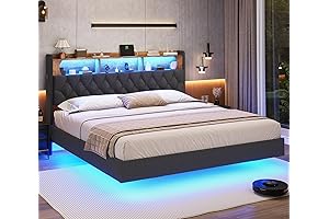 King Size Floating Bed Frame with RGB LED Headboard