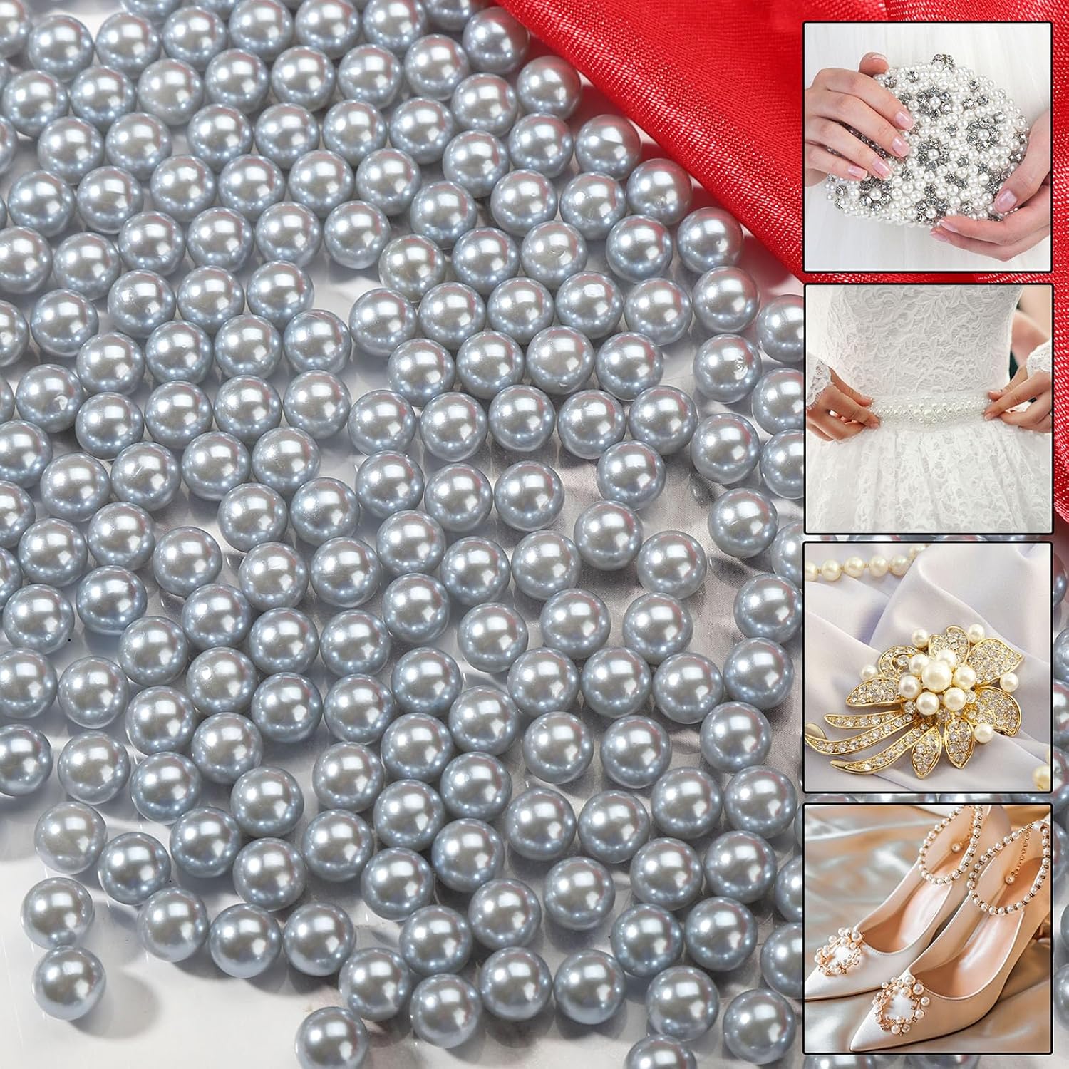 Vase Filler Pearls, 2200 Pcs No Hole Pearl Vase Beads, Plastic Fake Pearl for Crafting, Pearls for Makeup Brush Holder Beads, Tabble Scatter, Vase Decor, Wedding Birthday Party (Silver Gray, 6mm) - Image 6