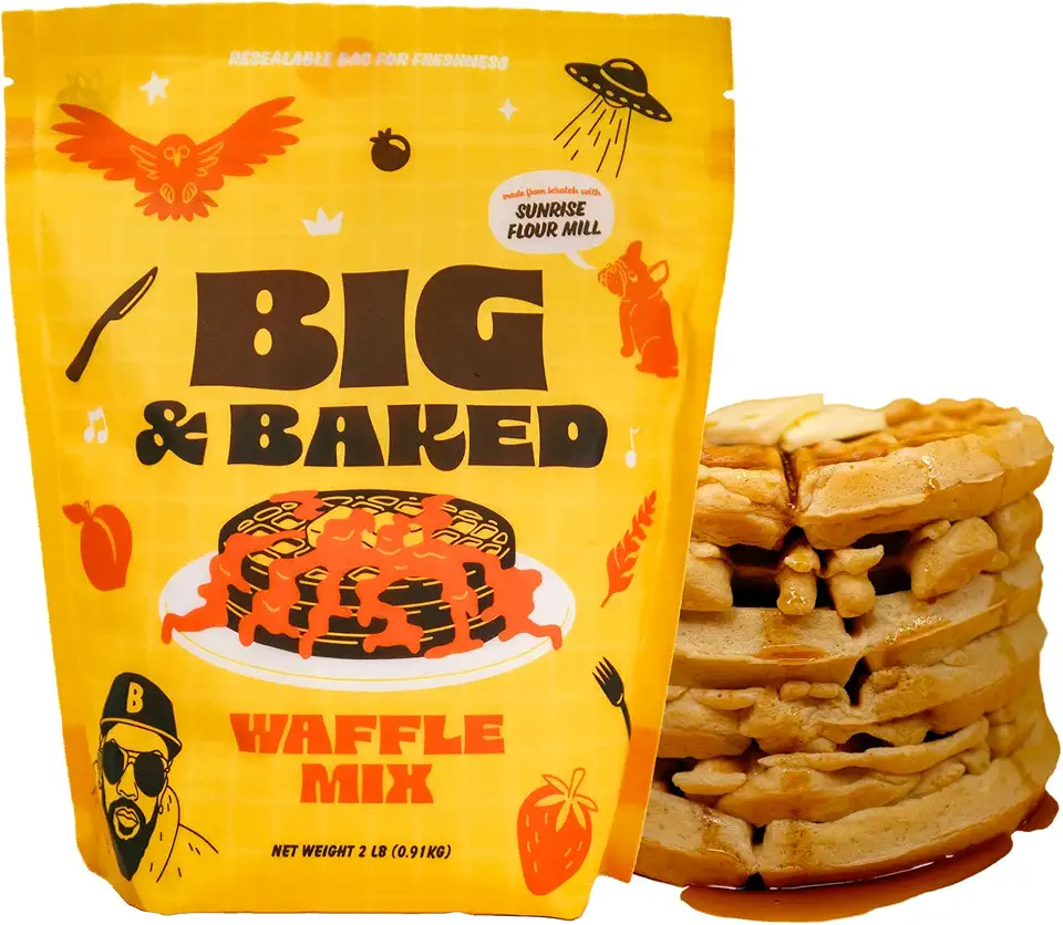 Sunrise Flour Mill Big &amp; Baked Waffle Mix | 2 LB | Organic Heritage Wheat | Light, Crisp &amp; Flavorful | Easier to Digest than Modern Wheat | No Artificial Ingredients | Non-Aluminum Baking Powd