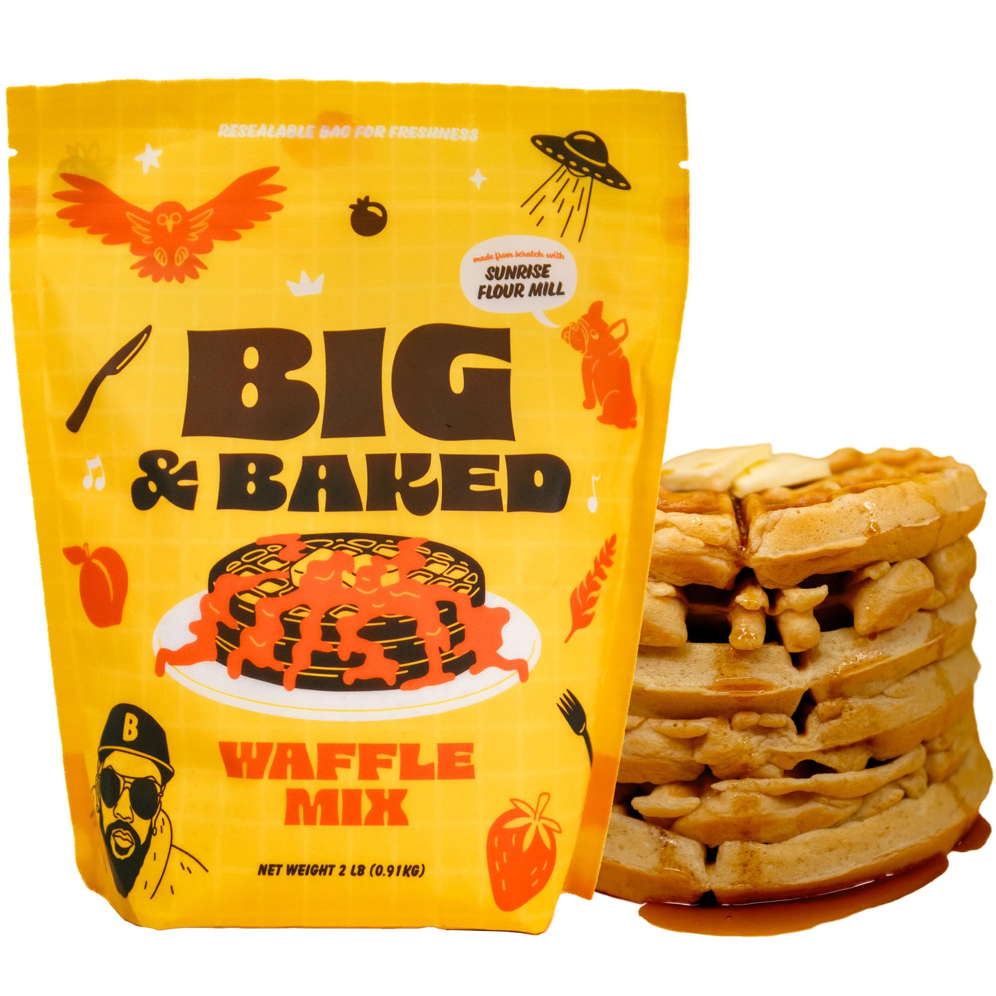 Sunrise Flour Mill Big & Baked Waffle Mix | 2 LB | Organic Heritage Wheat | Light, Crisp & Flavorful | Easier to Digest than Modern Wheat | No