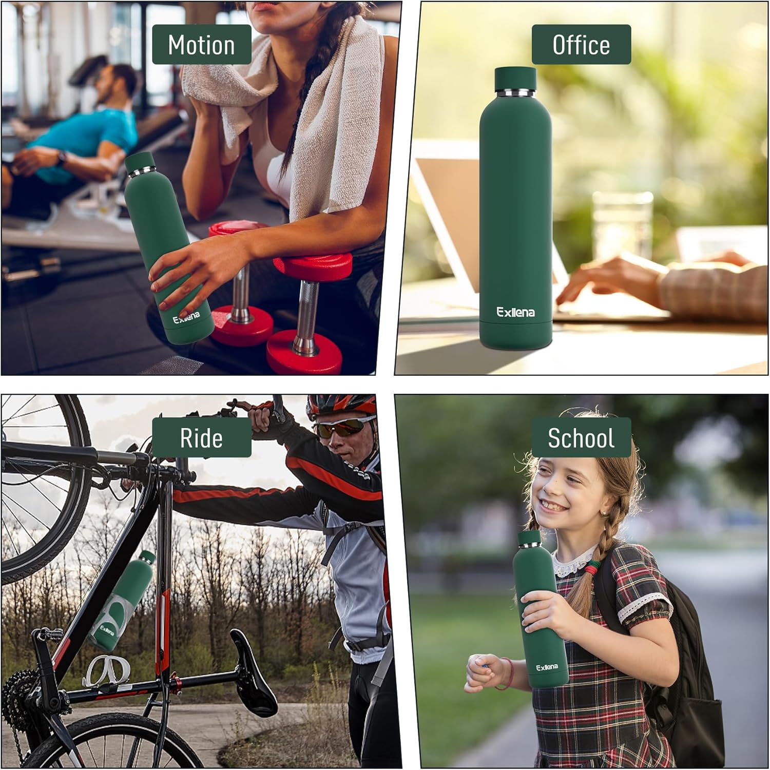 Exllena Insulated Water Bottles 1L with Water Bottle Buckle, Double Wall Stainless Steel Water Bottles 12 Hrs Hot/24 Hrs Cold, BPA Free for Gym, Camping, Hiking (Emerald Green) 7 81iDu4gwwEL. AC SL1500