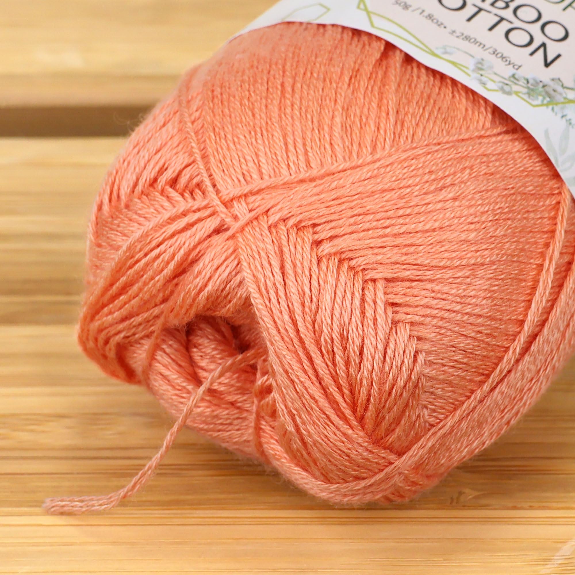 JubileeYarn Baby Soft Bamboo Cotton Yarn - 50g/Skein - COHO Salmon - 4 Skeins, 416 Coho Salmon - Image 3