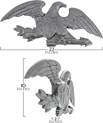 Miniatura 3 de Águila de pared con asta de bandera de lujo, 23 pulgadas, dorado
