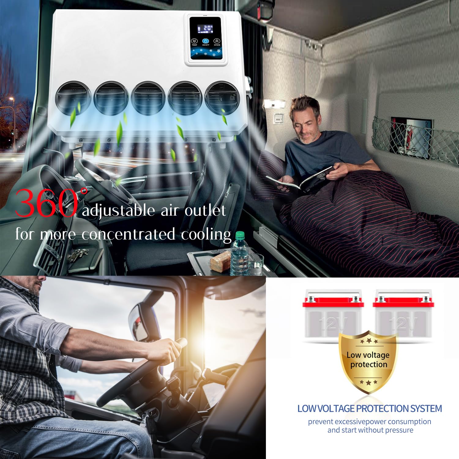 Gouku Klimatyzator Elektryczny Uniwersalny 12V DC 10500 BTU do Naczep, Kamperów, Dźwigów, Traktorów, SUV-ów