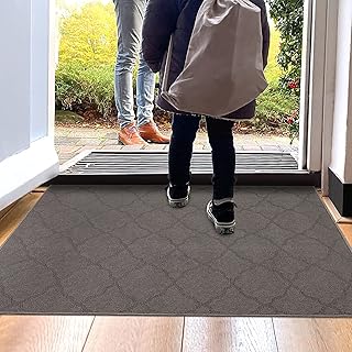 Falflor Large Indoor Doormat for Front Door 36"x 59" Low-Profile Entryway Rug Non Slip Dirt Trapper Mat Washable Entrance Rug Absorbent Mud Floor Mat Front Door Mat for Indoor Entrance (Grey)