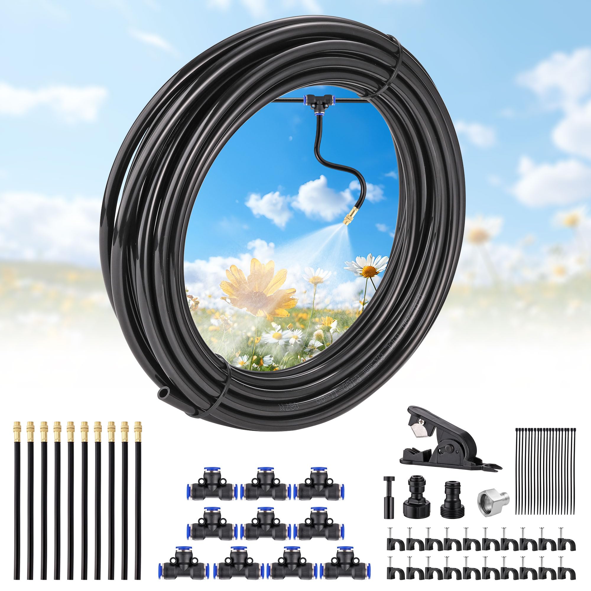 Automatic Drip Irrigation Kit 33FT, DIY Garden Watering System with 10Pcs 360° Adjustable Bendable Brass Mist Nozzles - Image 3
