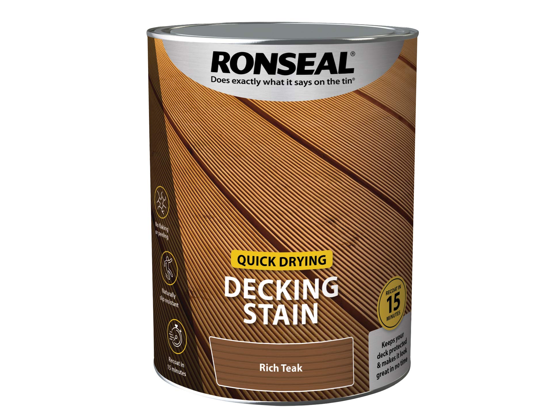 Ronseal 39087 Quick Drying Decking Stain Rich Teak 5 litre