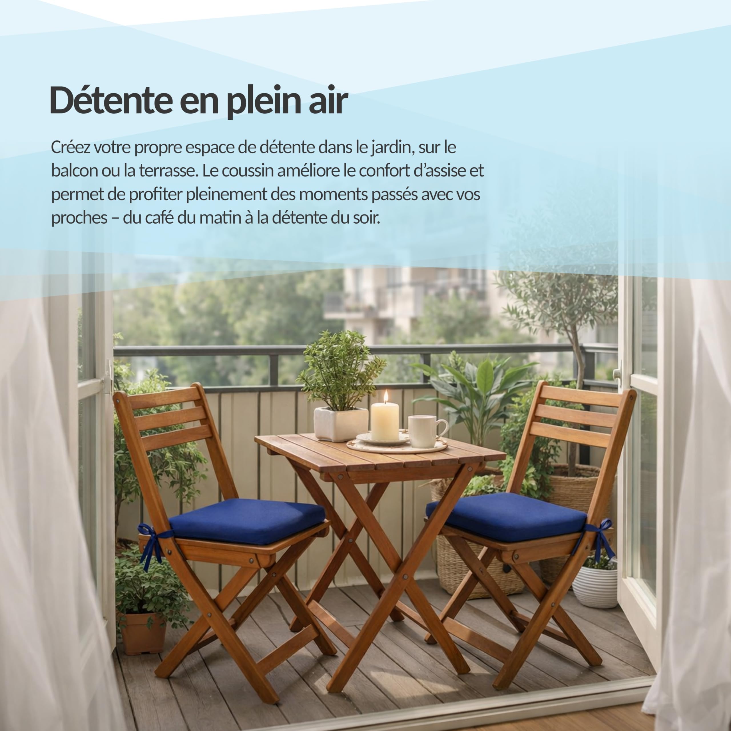 POKAR Coussin de Banc 150x50 cm | Housse Amovible et Liens Antidérapants | Galette d'Assise pour Banc de Jardin, Balancelle et Chaise | Intérieur et Extérieur | Oeko-TEX | Fabriqué en UE | Beige