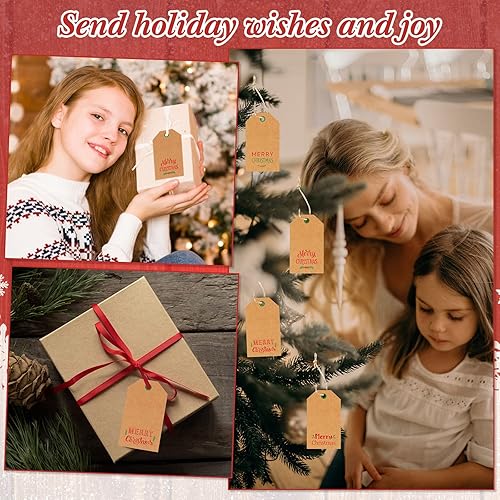Miniatura 5 de 160 etiquetas de regalo de Navidad, etiquetas de regalo de papel kraft de Navidad, etiquetas colgantes de Navidad, etiquetas de papel kraft para