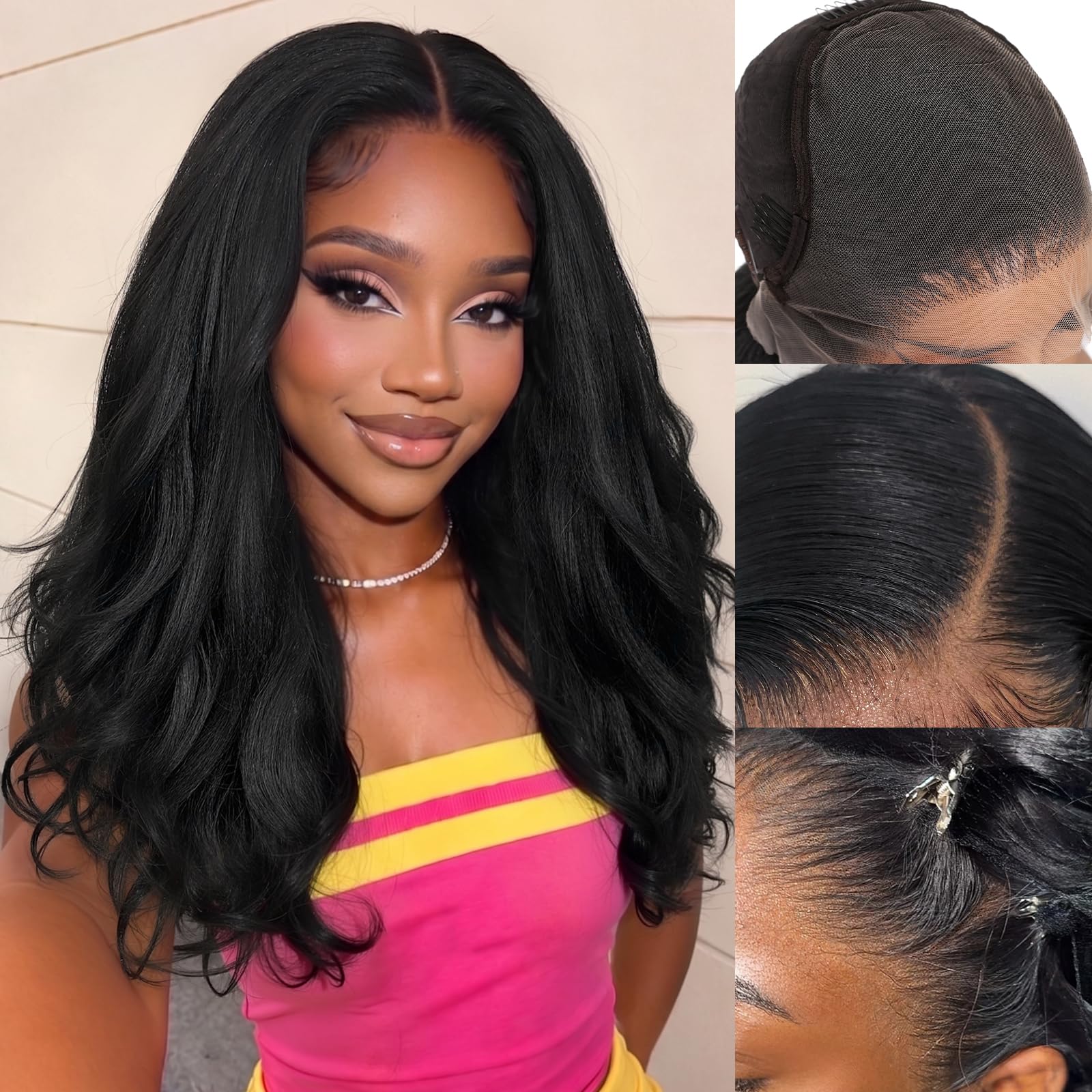 FAVE 13x6 Synthetic Lace Front Wig Glueless HD Lace Layered Yaki Curly Wig