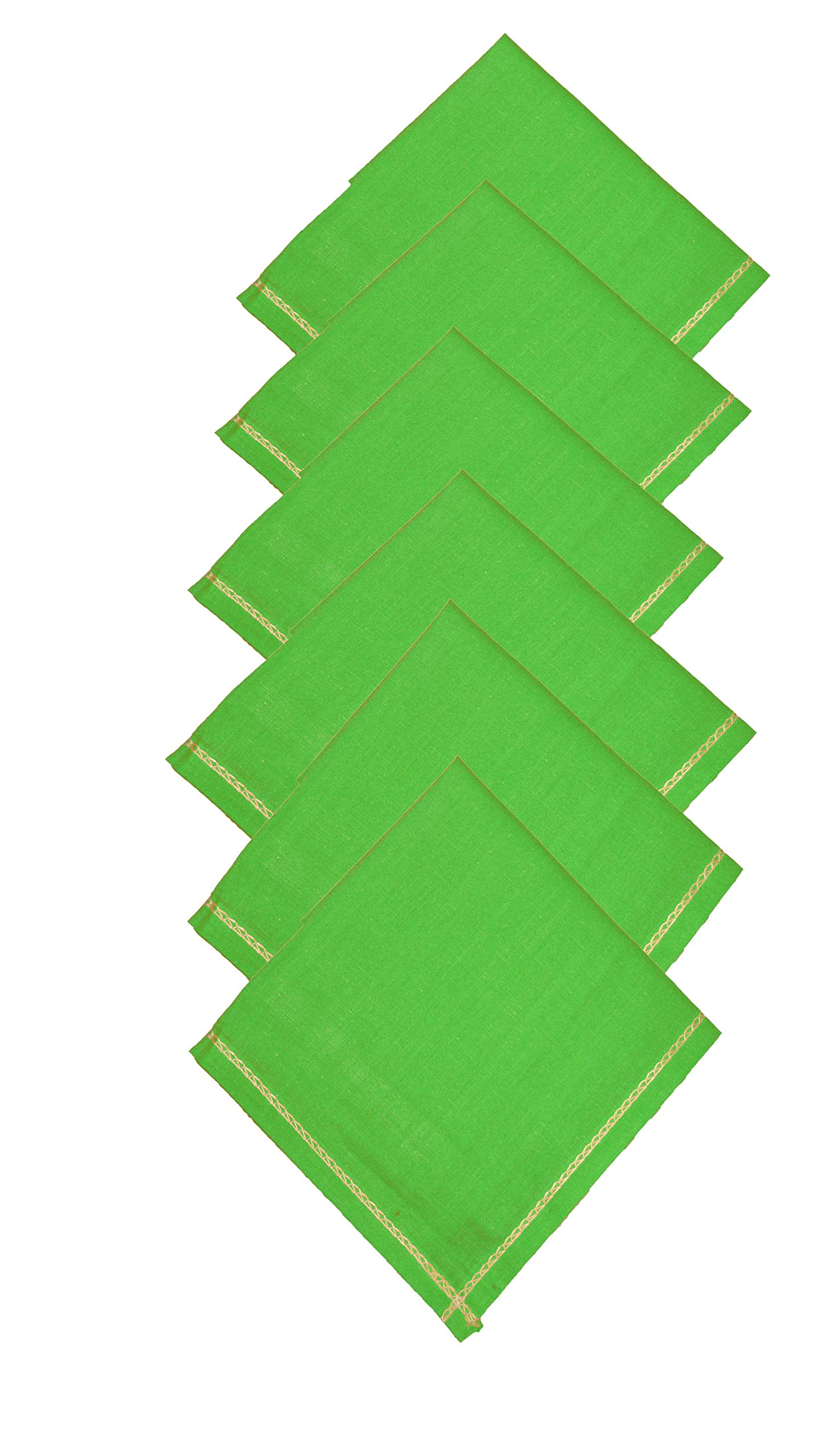 okara 100% cotton Green handkerchief Rumal for men set of 6 pcs (50 * 44 Cm) hankies-picture-20
