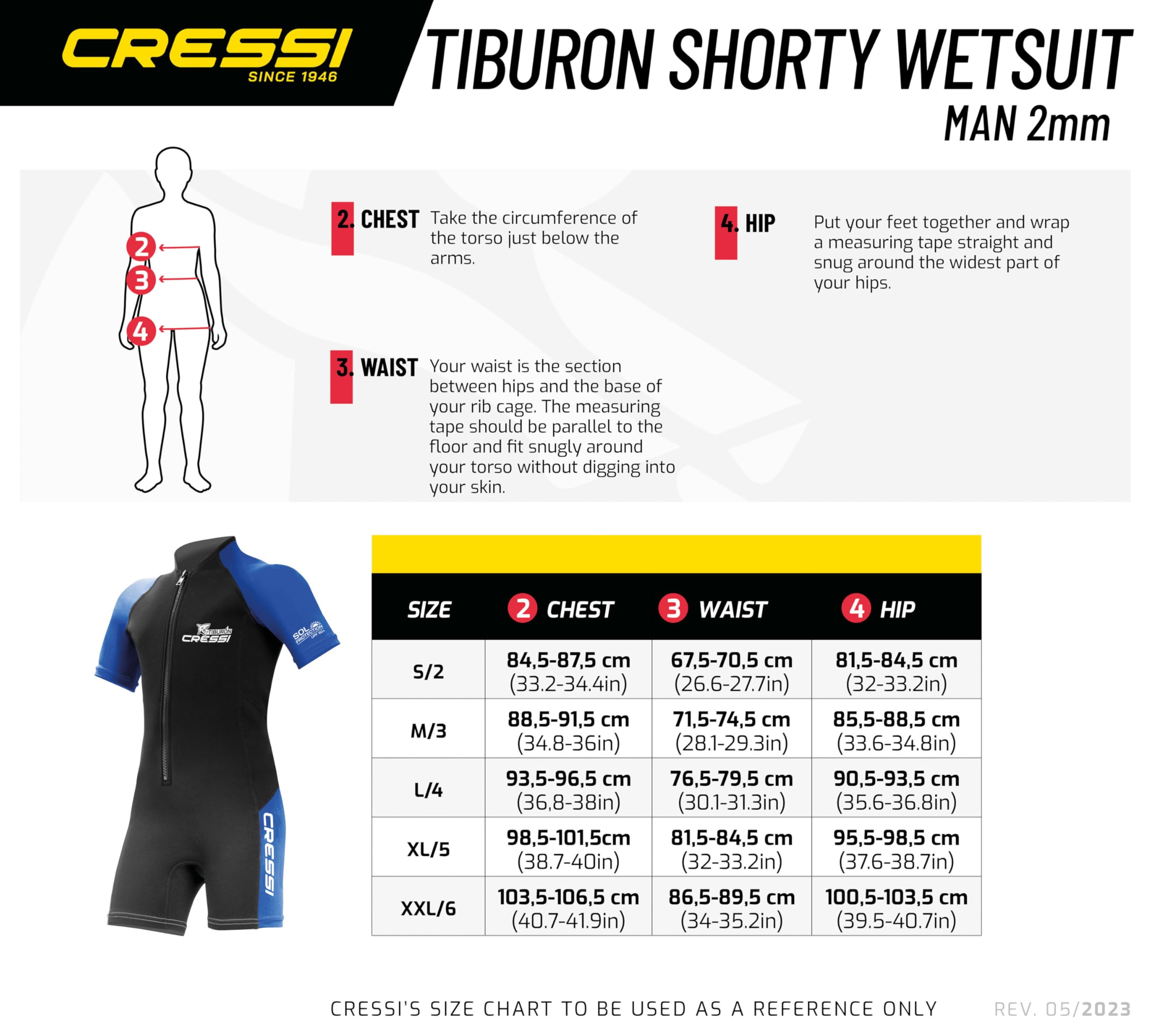 CRESSI Tiburon Man Shorty Wetsuit 2mm - Combinaison de Plongée Courte Hommes Néoprène/Elastane