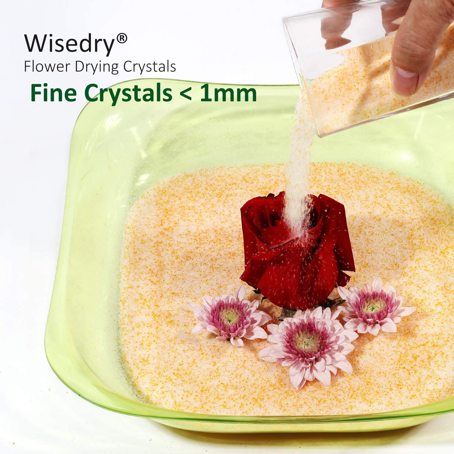 Wisedry Żel krzemionkowy do suszenia kwiatów 4,5 kg, żel krzemionkowy do suszenia kwiatów, 2 opakowania po 2,3 kg każde, z wskaźnikiem, wielokrotnego użytku