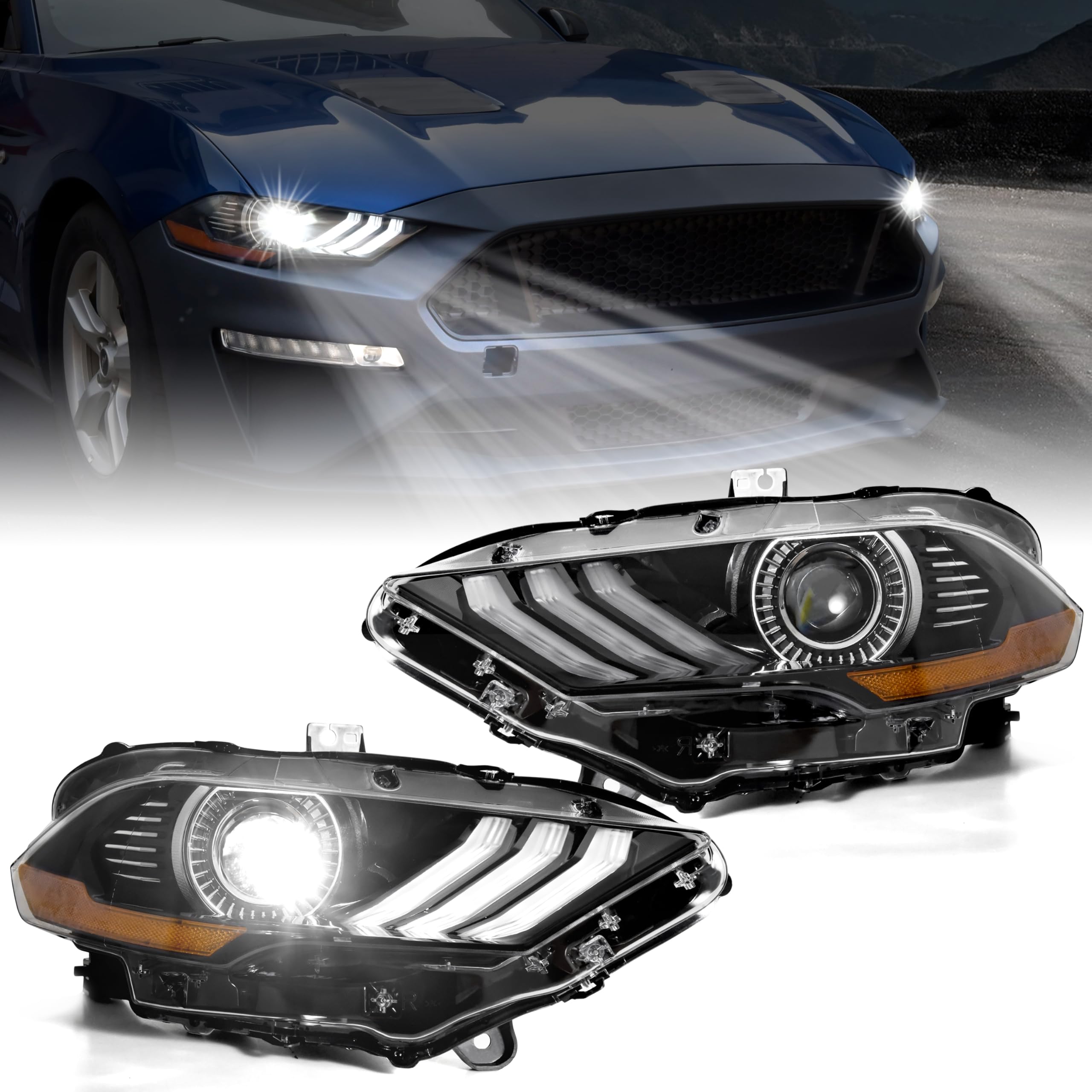 Amazon.com: KEWISAUTO Headlight Assembly for Mustang 2018