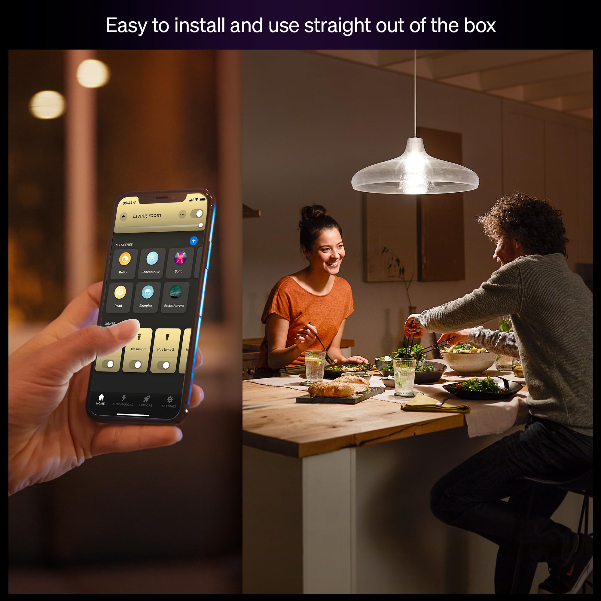 Philips Hue LED A60 Smart Bulb, Warm White Light 2700K, E27 Base, 9.5W, 1100 Lumens, Dimmable A19 Hue LED Bulb - Image 3