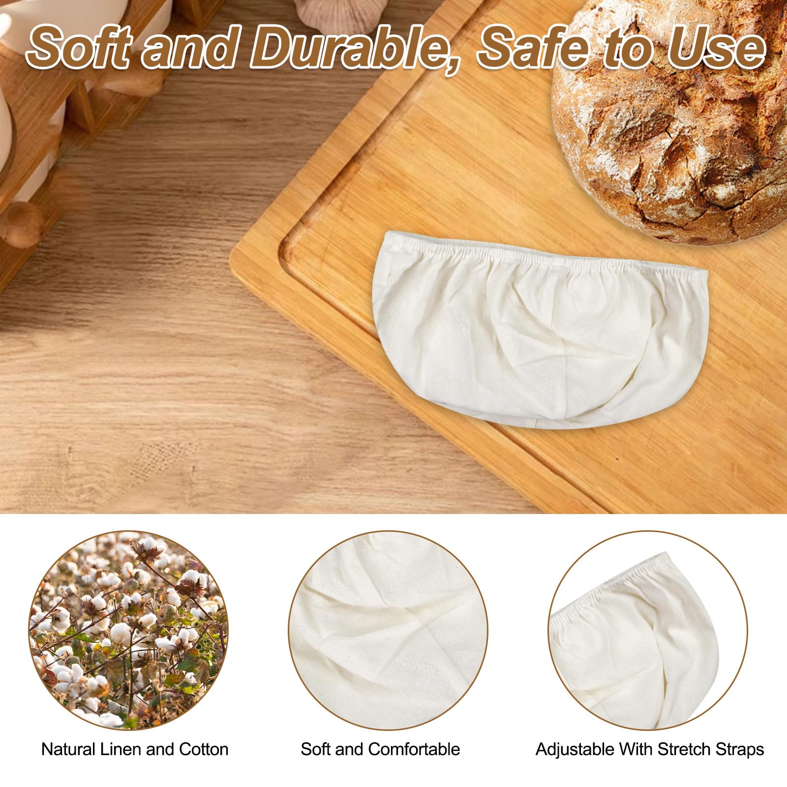 2 Pezzi Cesto Lievitazione, Cestino da Lievitazione, Cesto in Rattan Naturale con Tela di Lino, Accessori per La Cottura Del Pane, Cestino per La Fermentazione, per Cottura