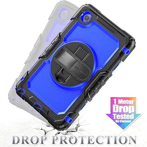 Miniatura 6 de SEYMAC stock Funda para tablet Lenovo Tab One (TB305FU) de 8.7 pulgadas a prueba de caídas con soporte giratorio de 360° y correa