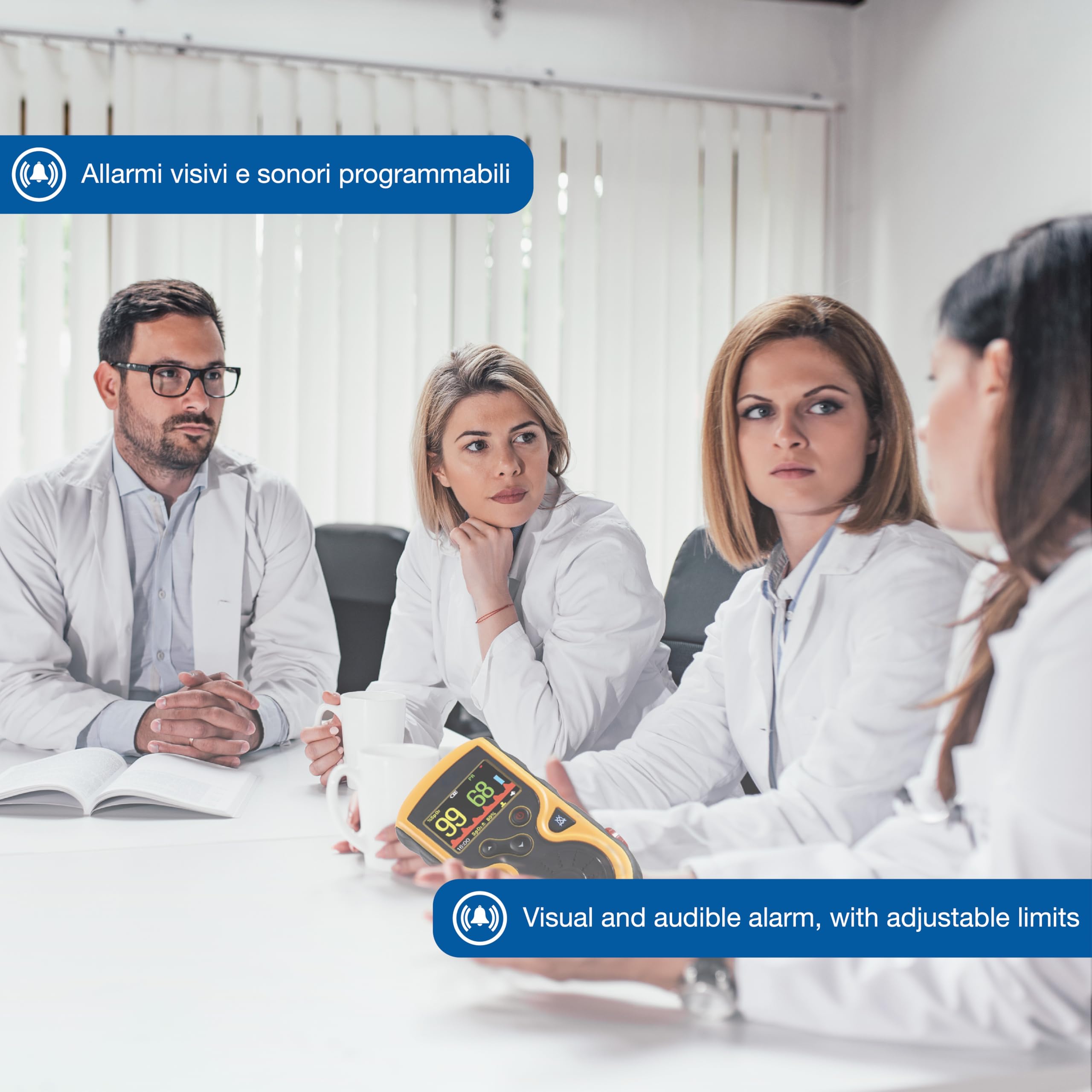 GIMA Oxímetro OXY-100, Oxímetro de pulso digital: monitorización precisa de la saturación de oxígeno (SpO2) y de la frecuencia cardíaca, oxímetro de dedo portátil, SpO2