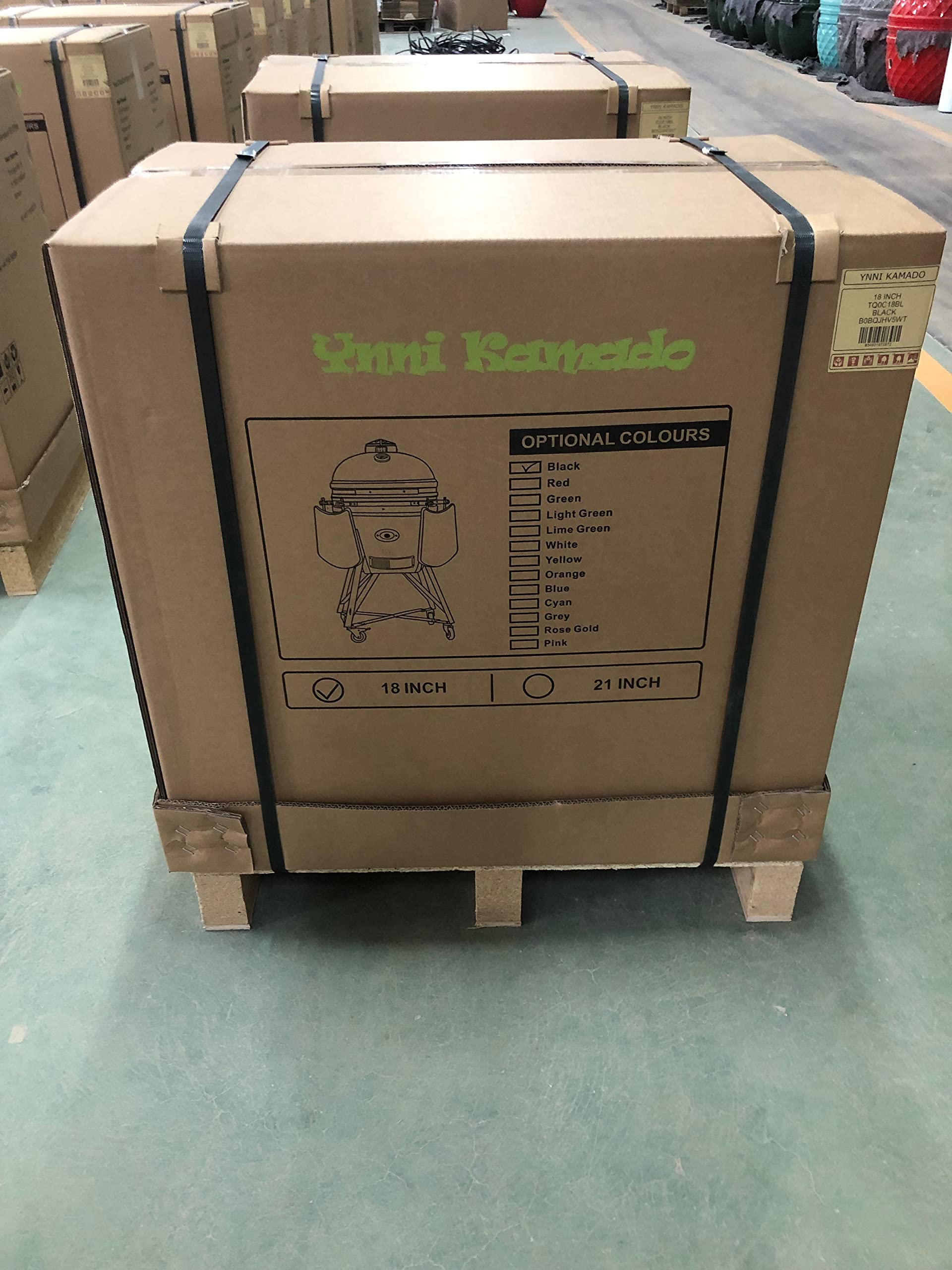YNNI KAMADO TQ0C18WH TQ0C18WH - Griglia media da 45,7 cm, con cippatrice, barbecue, ceramica, uova, affumicatore, TQ0C18WH