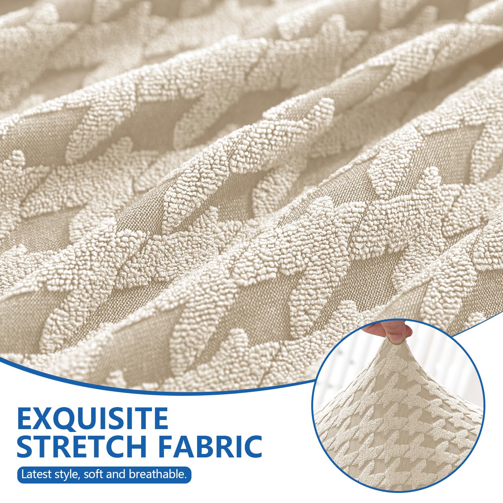 YSTELLAA Coprisedie Con Schienale 4 Pezzi, Elasticizzato Copri Sedie Soggiorno Cucina, Fodere Coprisedie Universale per Sala da Pranzo, Moderno Coprisedia Lavabile Estraibile, Beige