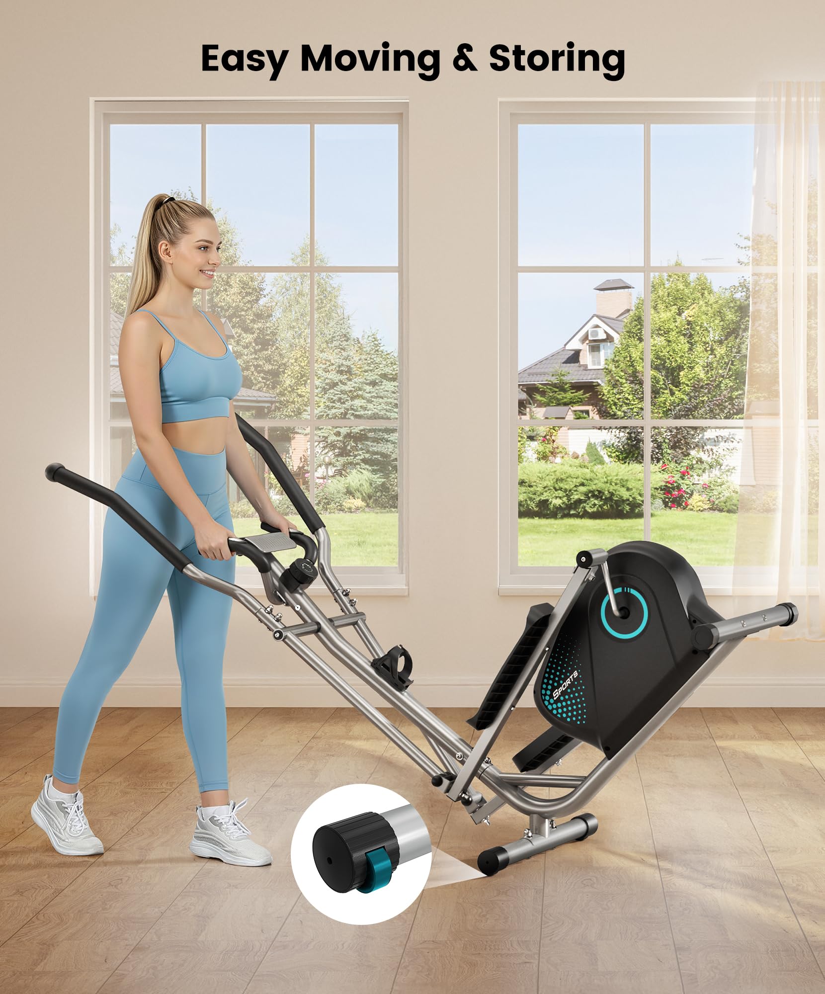 YOLEO Vélo Elliptique Maison Silencieux, 16 Niveaux de Résistance Réglables, Volant d’Inertie 6 kg, Capteur de Pouls & Écran LCD, Appareil de Fitness Cardio Complet