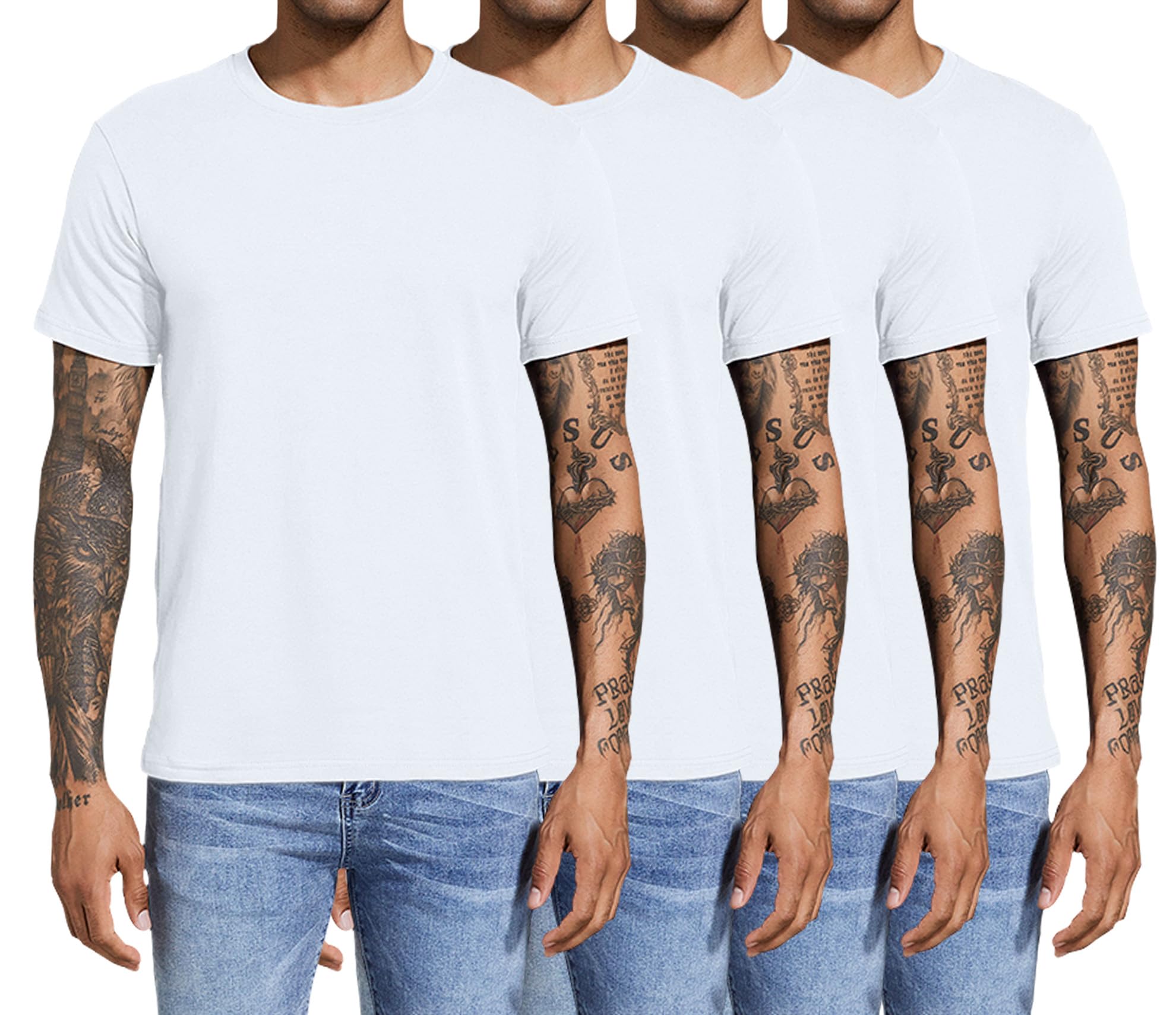 Boyzn Herren 3 or 4 Pack Baumwolle T-Shirts, Kurzarm/Langarm Rundhals Sport T-Shirts, Baumwolle Gym Workout Laufshirts für Männer